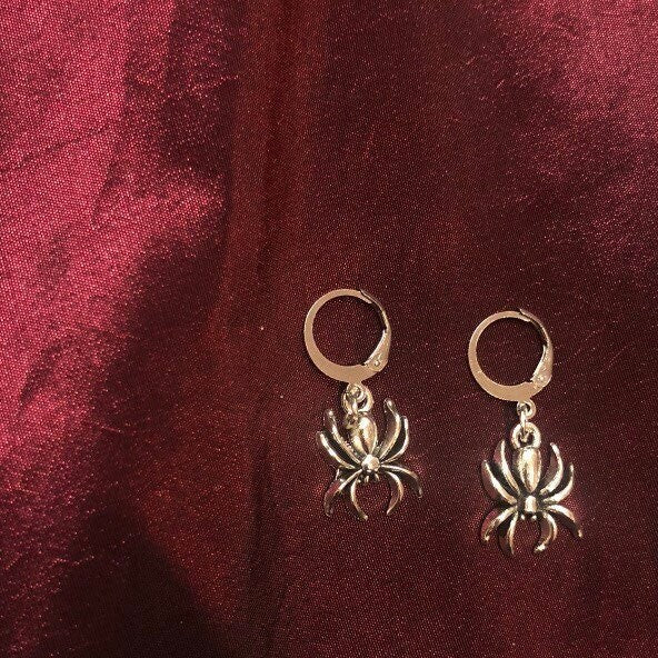 Spider Charm Hoop Earring