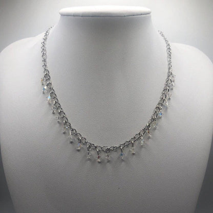 AB Crystal Preciosa Beaded Chandelier Necklace | Beaded Chain Necklace, Wedding, Prom, Statement, Artisan Handmade