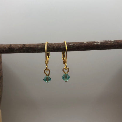 Caribbean Sea Blue Fairy Hoop Earrings | In Ear and Clip Ons Available, Different Metals Available | Dainty, Gemstone, Crystal Jewellery