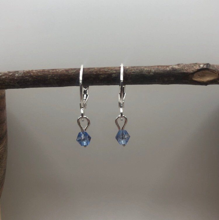 Cornflower Blue Fairy Hoop Earrings | In Ear and Clip Ons Available, Different Metals Available | Dainty, Gemstone, Crystal Jewellery