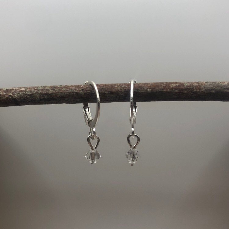 Crystal Fairy Hoop Earrings | In Ear and Clip Ons Available, Different Metals Available | Simple, Dainty, Gemstone, Crystal Jewellery