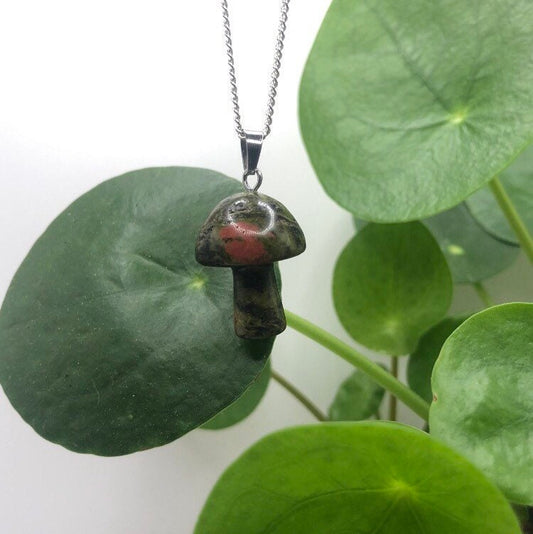 Unakite Mushroom Necklace | Witch, Cleansing, Magick, Crystal Jewellery