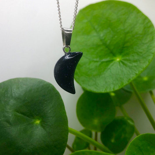 Blue Sandstone Moon Necklace | Witch, Cleansing, Magick, Crystal Jewellery