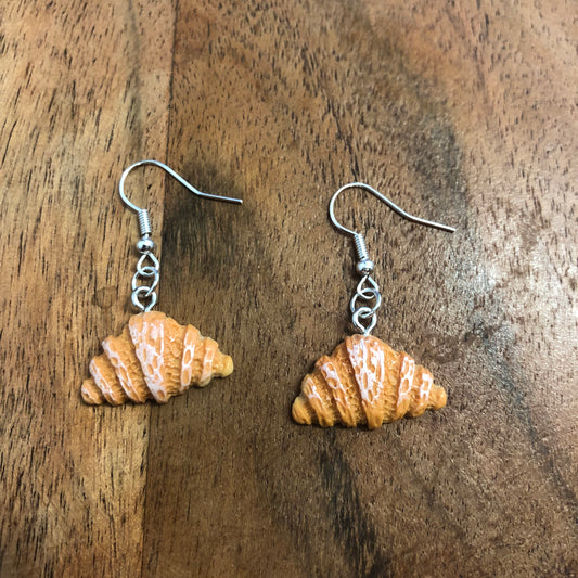 Croissant Charm Earrings | In Ear and Clip Ons Available | Food, Bread, Pastry, French Jewellery