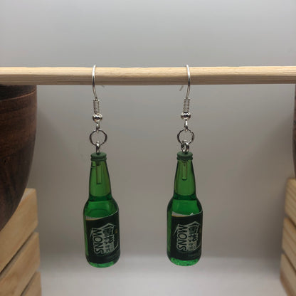 Beer Bottle Charm Earrings | In Ear and Clip Ons Available | Foodie, Beer, Alcohol, Unique Jewellery