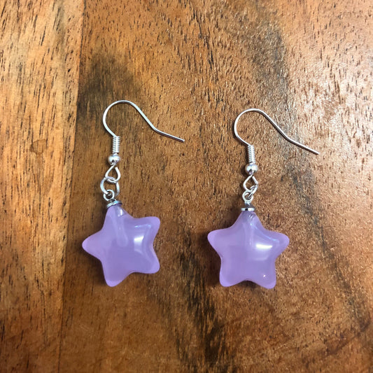 Purple Chunky Star Charm Earrings | In Ear and Clip Ons Available | Cartoon, Anime, Animation, y2k, Nostalgic Jewellery