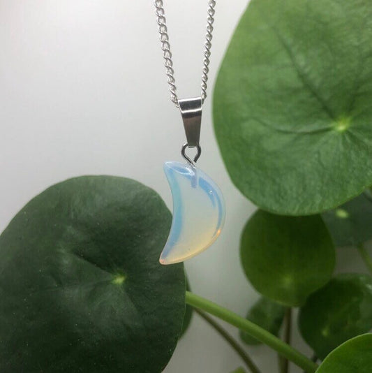 Opalite Moon Necklace | Witch, Cleansing, Magick, Crystal Jewellery