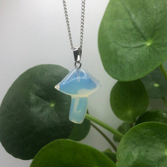 Opalite Natural Mushroom Necklace | Witch, Cleansing, Magick, Crystal Jewellery