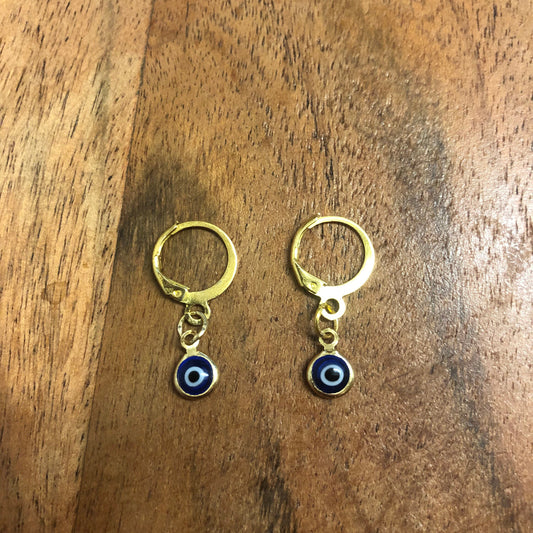 Blue Evil Eye Charm Hoop Earrings | In Ear and Clip Ons Available | Witch, Spiritual, Turkish, Fatima, Protection Jewellery