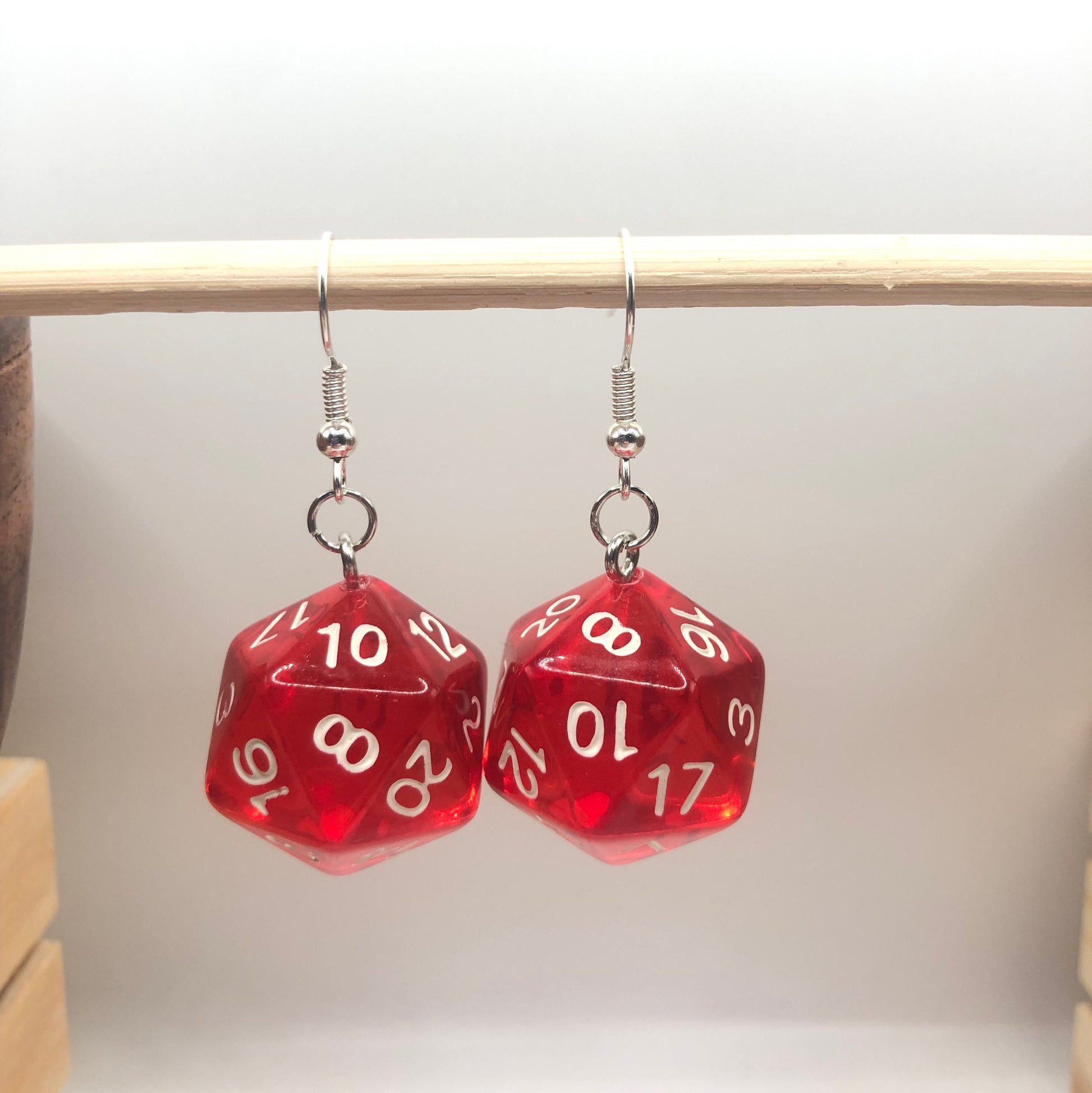 D20 Colourful Earrings [Translucent] | In Ear and Clip Ons Available | Nerd, Fantasy, Dungeons and Dragons, DnD, Dice, Gaming Jewellery