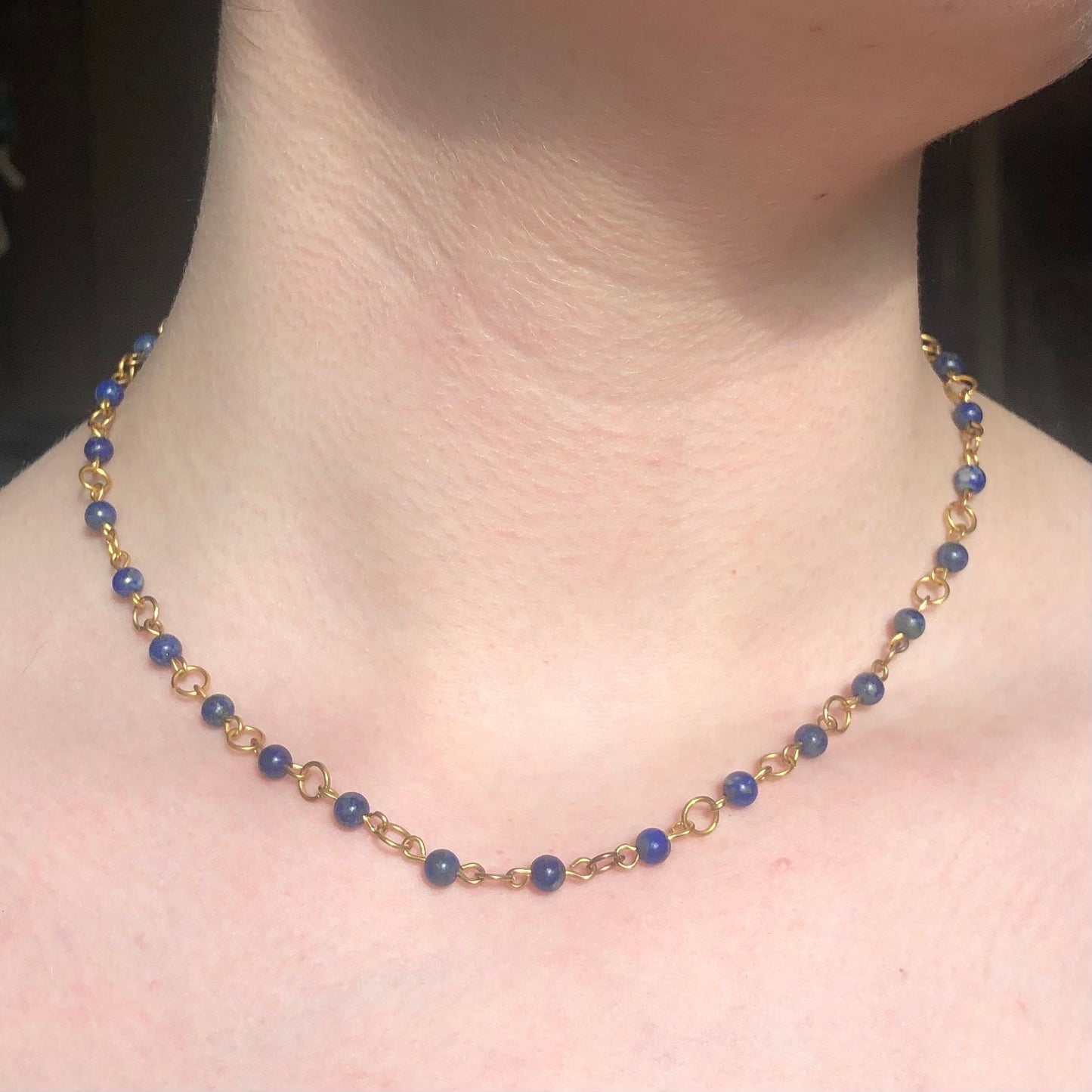 Lapis Lazuli Fairy Necklace | Beaded Chain, Crystals, Grunge, Alternative, Fairycore, Witch, Healing Jewellery