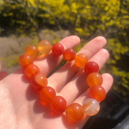 Carnelian Beaded 12mm Stretch Bracelet | Crystals, Fairycore, Witch, Healing, Psychic, Spiritual, Magic Jewellery