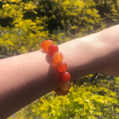 Carnelian Beaded 12mm Stretch Bracelet | Crystals, Fairycore, Witch, Healing, Psychic, Spiritual, Magic Jewellery