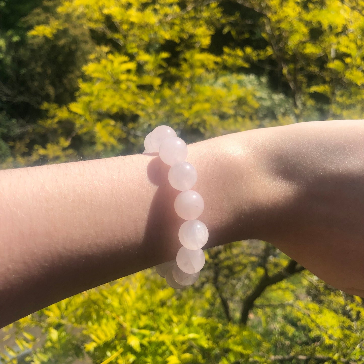 Rose Quartz Beaded 12mm Stretch Bracelet | Crystals, Fairycore, Witch, Healing, Psychic, Spiritual, Magic Jewellery