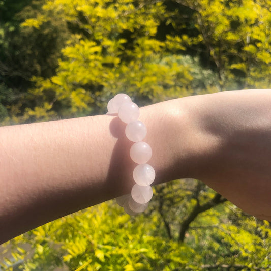 Rose Quartz Beaded 12mm Stretch Bracelet | Crystals, Fairycore, Witch, Healing, Psychic, Spiritual, Magic Jewellery