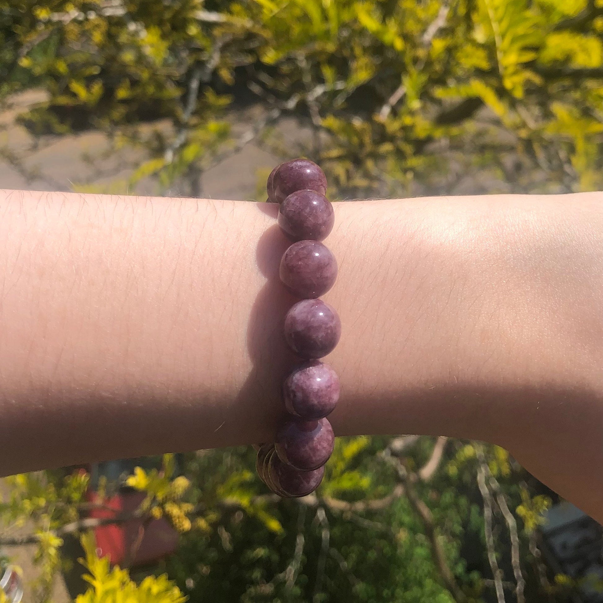 Lepidolite Beaded 12mm Stretch Bracelet | Crystals, Fairycore, Witch, Healing, Psychic, Spiritual, Magic Jewellery