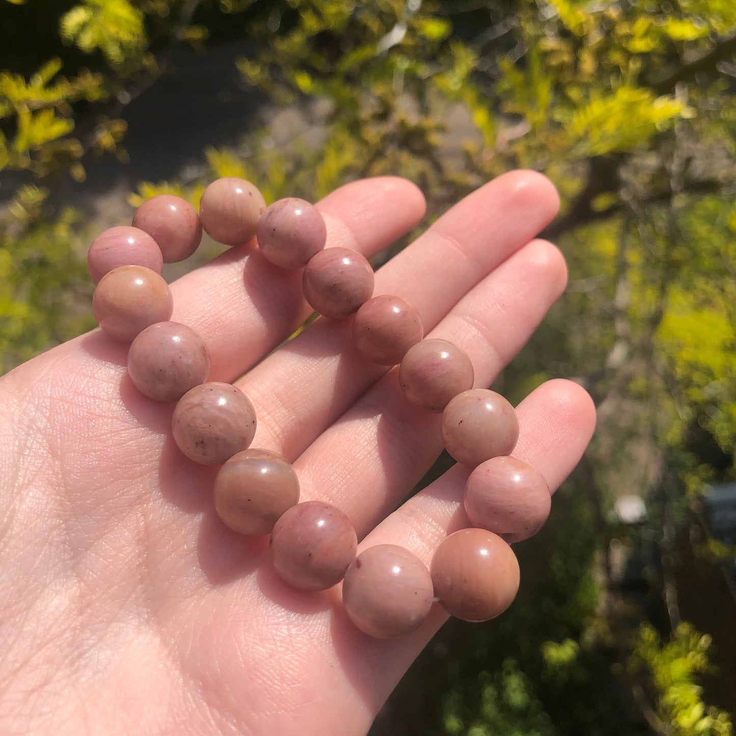 Rhodonite Beaded 12mm Stretch Bracelet | Crystals, Fairycore, Witch, Healing, Psychic, Spiritual, Magic Jewellery