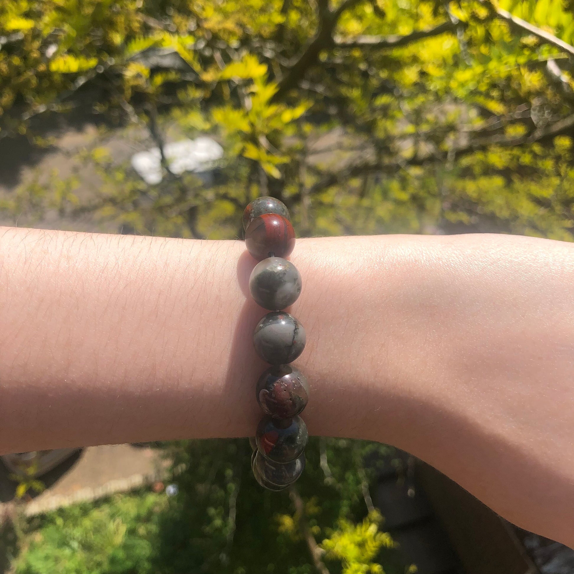 Bloodstone Beaded 12mm Stretch Bracelet | Crystals, Fairycore, Witch, Healing, Psychic, Spiritual, Magic Jewellery