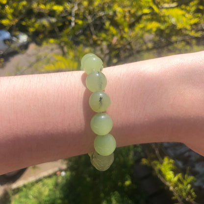 Prehnite Beaded 12mm Stretch Bracelet | Crystals, Fairycore, Witch, Healing, Psychic, Spiritual, Magic Jewellery