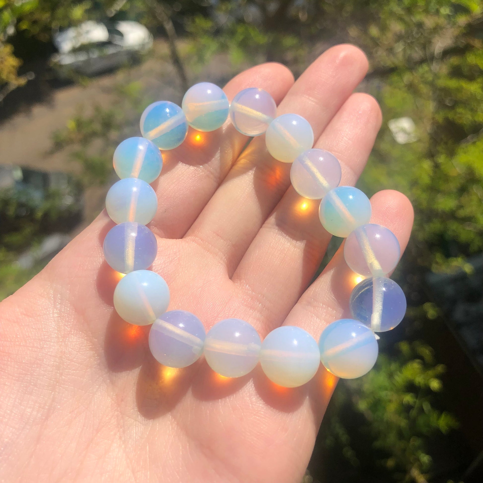 Opalite Beaded 12mm Stretch Bracelet | Crystals, Fairycore, Witch, Healing, Psychic, Spiritual, Magic Jewellery