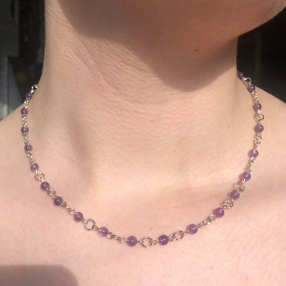 Amethyst Fairy Necklace | Beaded Chain, Crystals, Grunge, Alternative, Fairycore, Witch, Healing Jewellery