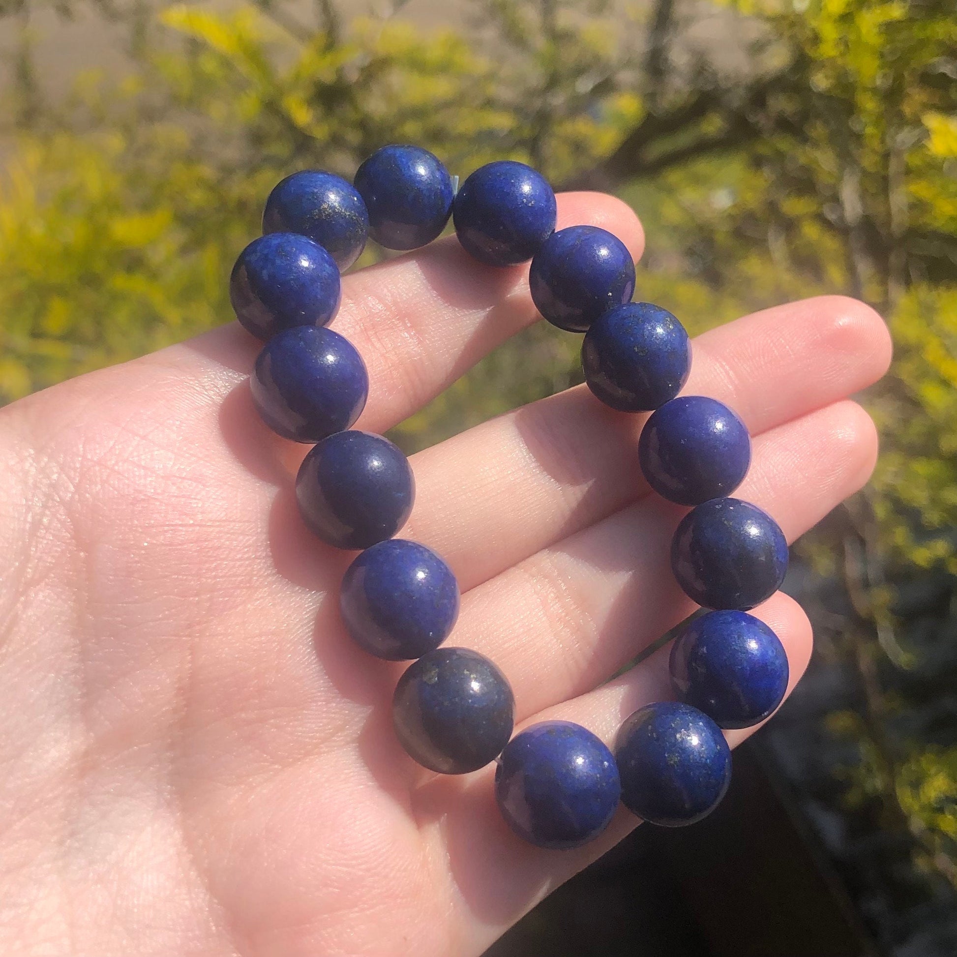 Lapis Lazuli Beaded 12mm Stretch Bracelet | Crystals, Fairycore, Witch, Healing, Psychic, Spiritual, Magic Jewellery