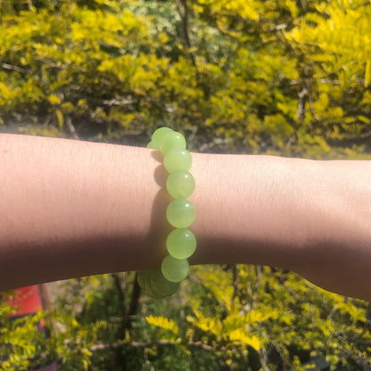 Flower Jade Beaded 12mm Stretch Bracelet | Crystals, Fairycore, Witch, Healing, Psychic, Spiritual, Magic Jewellery