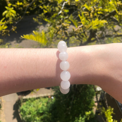 White Jade Beaded 12mm Stretch Bracelet | Crystals, Fairycore, Witch, Healing, Psychic, Spiritual, Magic Jewellery