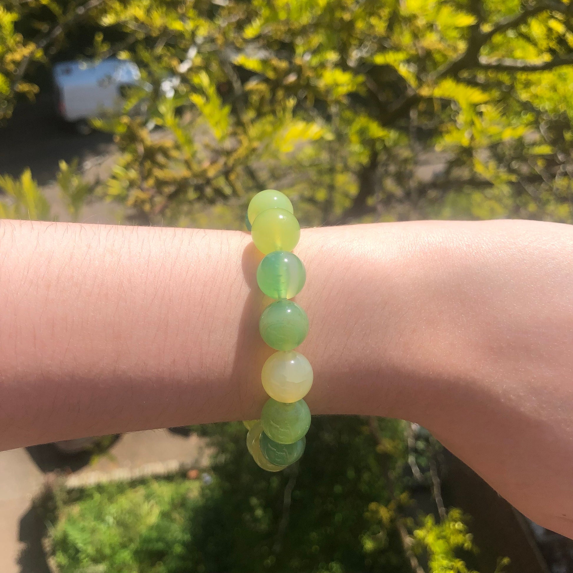 Apple Agate Beaded 12mm Stretch Bracelet | Crystals, Fairycore, Witch, Healing, Psychic, Spiritual, Magic Jewellery