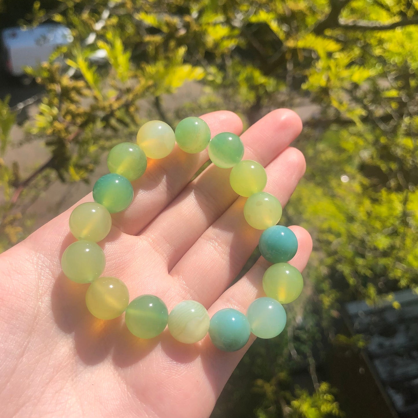 Apple Agate Beaded 12mm Stretch Bracelet | Crystals, Fairycore, Witch, Healing, Psychic, Spiritual, Magic Jewellery