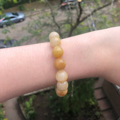 Yellow Aventurine Beaded 12mm Stretch Bracelet | Crystals, Fairycore, Witch, Healing, Psychic, Spiritual, Magic Jewellery