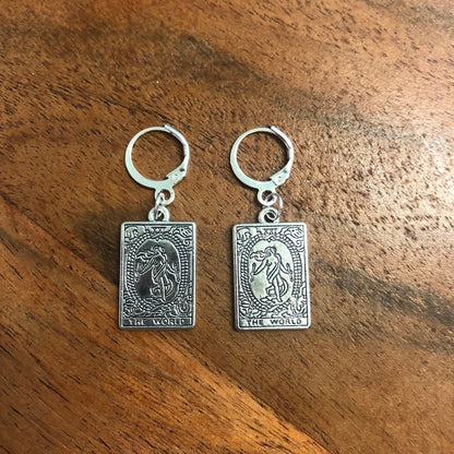 Tarot Cards Charm Hoop Earrings | In Ear and Clip Ons Available | Witch, Fortune, Psychic, Spiritual, Craft, Healing, Fate, Spooky Jewellery