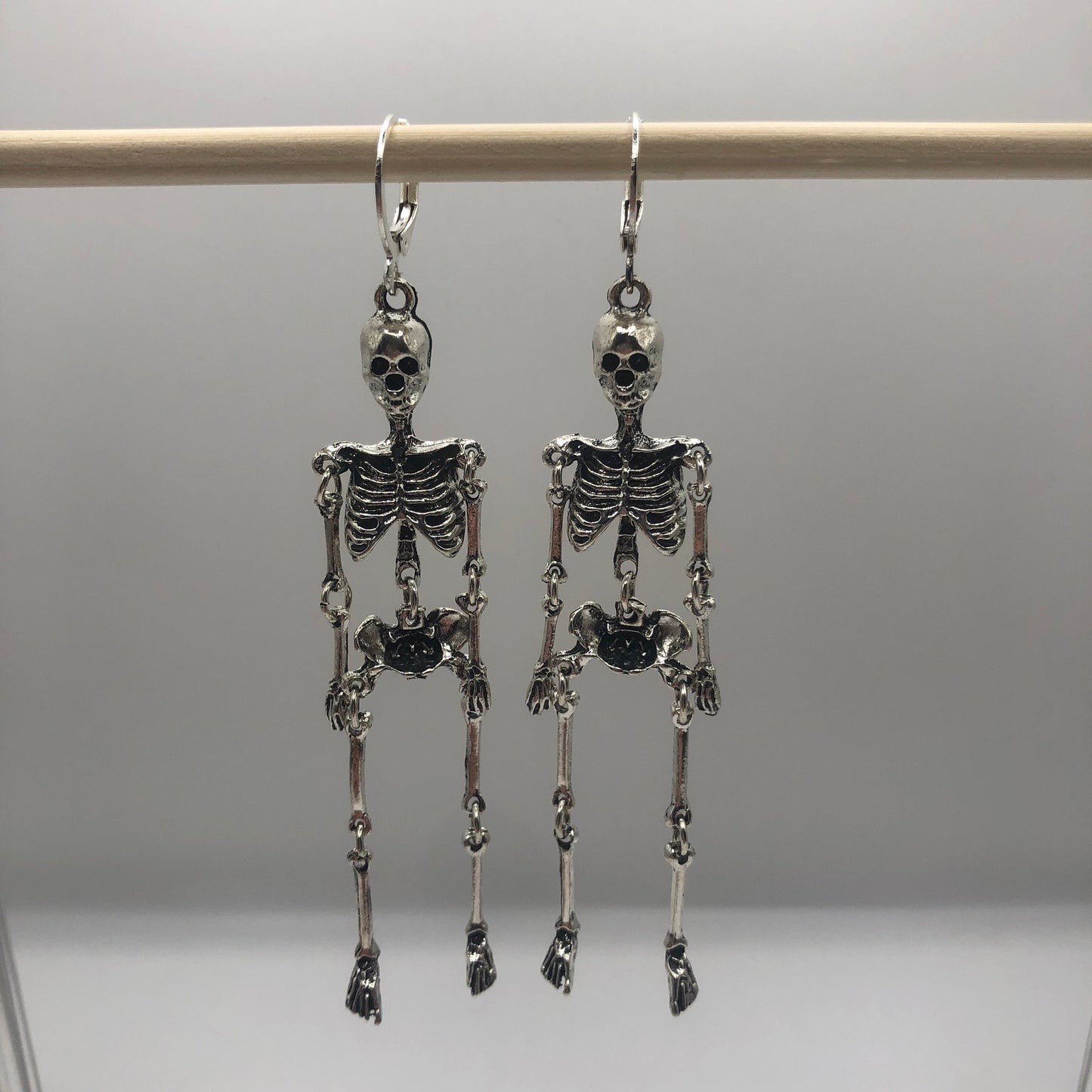 Skeleton Charm Hoop Earrings | In Ear and Clip Ons Available | Halloween, Goth, Alternative, Grunge, Emo, Skull, Macabre, Unique Jewellery