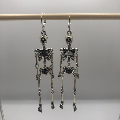 Skeleton Charm Hoop Earrings | In Ear and Clip Ons Available | Halloween, Goth, Alternative, Grunge, Emo, Skull, Macabre, Unique Jewellery