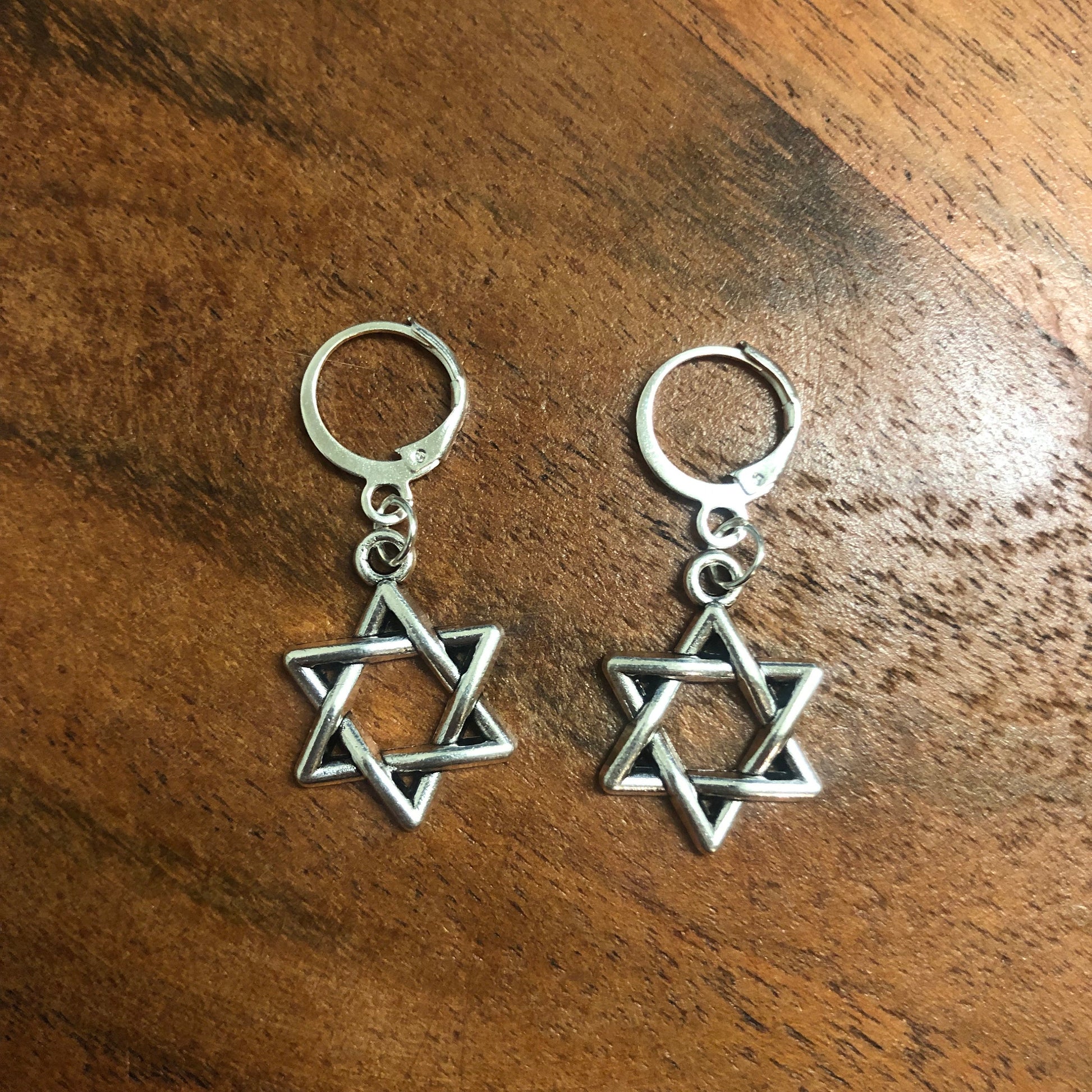 Star of David Charm Hoop Earrings | In Ear and Clip Ons Available | Judaism, Jewish, Jew, Religious, Magen David, Star, Protection Jewellery