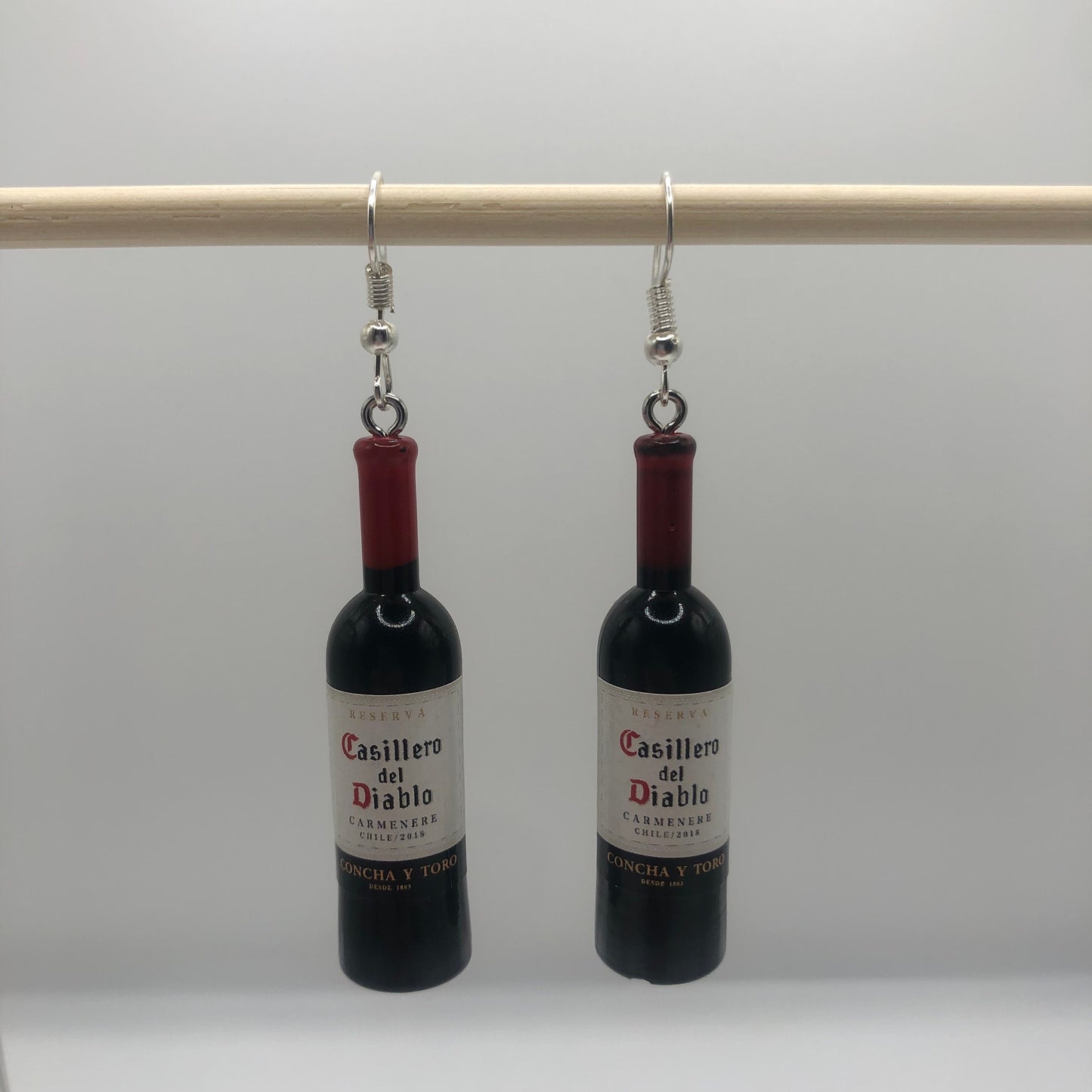 Wine Bottle Earrings | In Ear and Clip Ons Available | Foodie, Red Wine, France, Grapes, Classy, Alcohol, Unique Jewellery