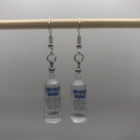 Vodka Bottle Earrings | In Ear and Clip Ons Available | Foodie, Student, Smirnoff, Cocktail, Absolute, Alcohol, Unique Jewellery