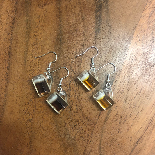 Beer Pint Earrings | In Ear and Clip Ons Available | Foodie, Beer, Alcohol, Unique, Student, Pub, Statement, Fathers Day Jewellery