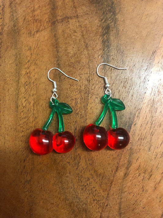 Cherry Resin Charm Hoop Earrings | In Ear and Clip Ons Available | y2k, Unique, Funky, Food, Fruit, Summer, Statement Jewellery