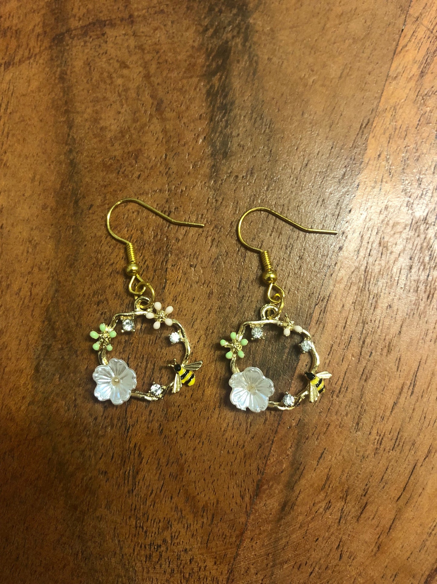 Floral Wreath Charm Earrings | In Ear and Clip Ons Available | Flowers, Bees, Nature, Earth, Summer, Mothers Day, For Her Jewellery