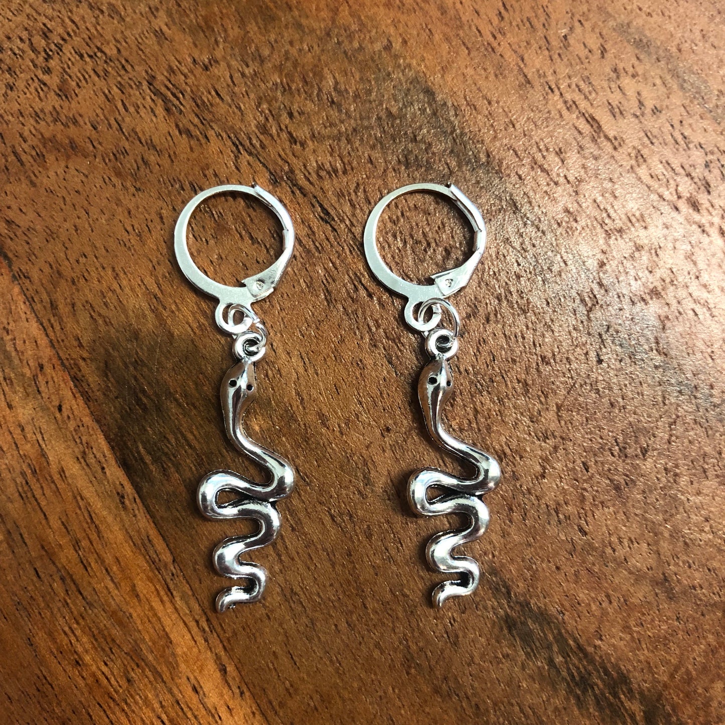 Snake Charm Hoop Earrings | In Ear and Clip Ons Available | Witch, Halloween, Witchcraft, Reptiles, Edgy, Goth, Alternative Jewellery