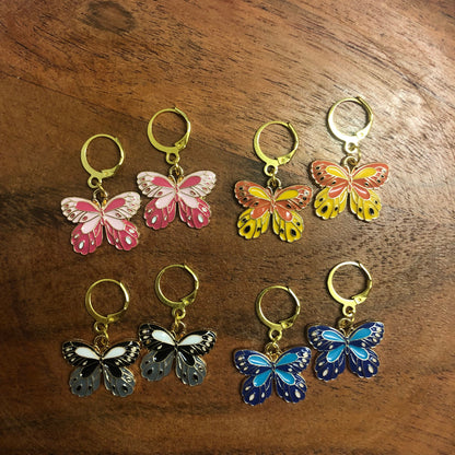 Enamel Butterfly Patterned Earrings | In Ear and Clip Ons Available | y2k, Cute, For Her, Mothers Day, Nature, Flower, Artistic Jewellery