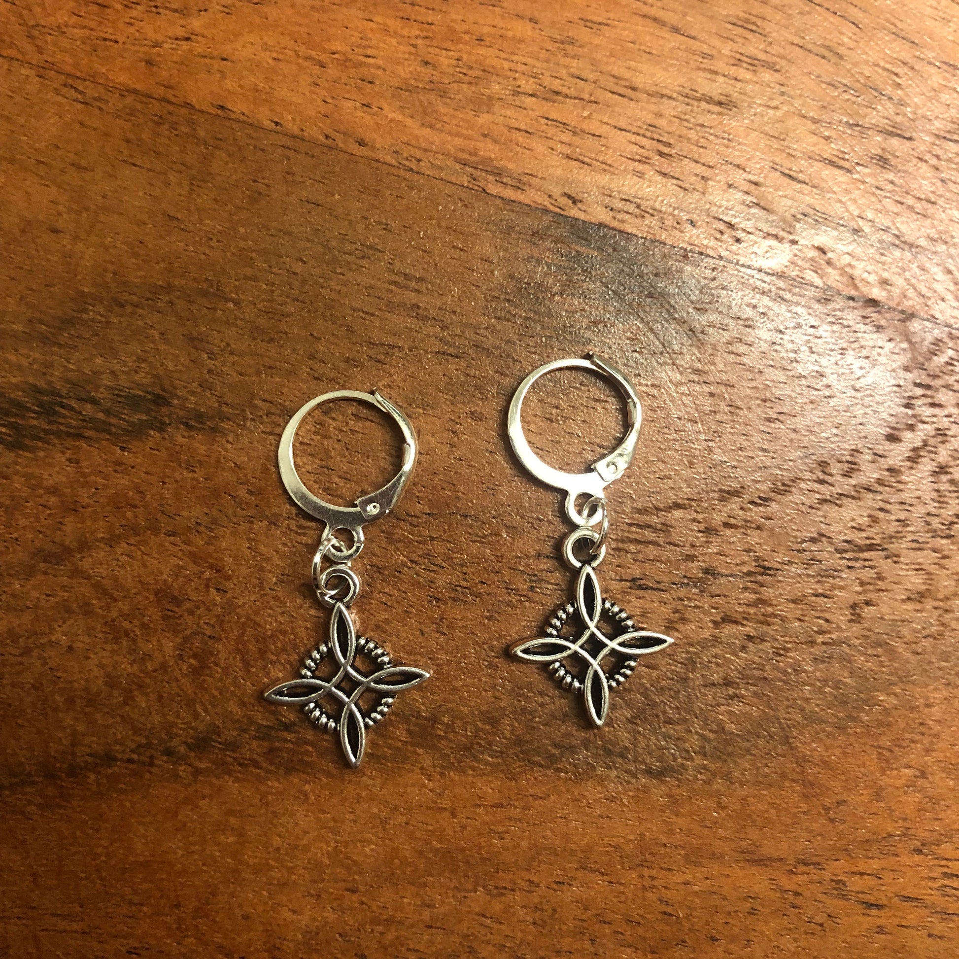 Witches Quad Knot Charm Hoop Earrings | In Ear and Clip Ons Available | Witch, Witchcraft, Pagan, Goth, Celtic, Protection Jewellery