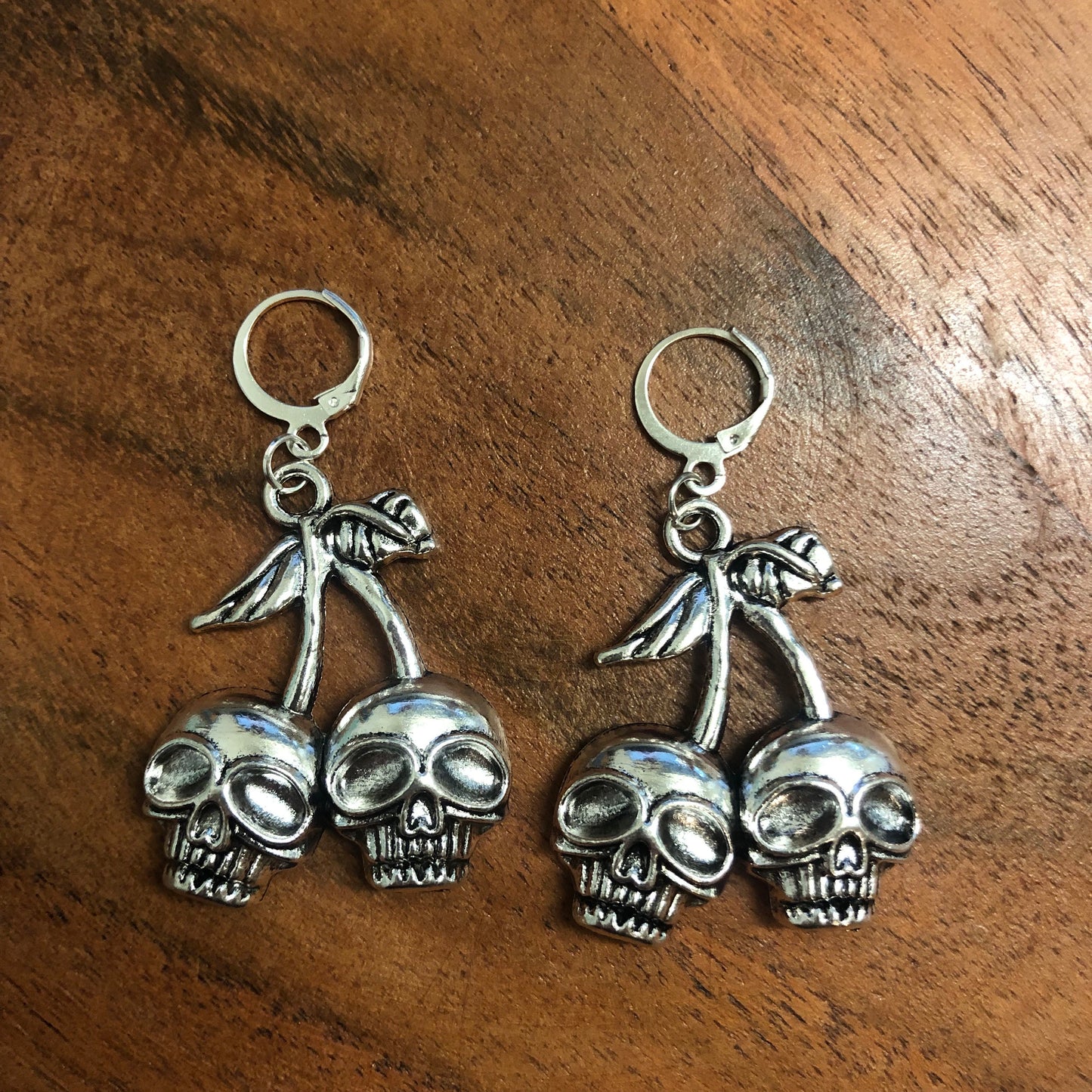 Cherry Bomb Skull Charm Hoop Earrings | In Ear and Clip Ons Available |PVZ, Horror, Video Game, Halloween, Goth, Edgy, Alternative Jewellery