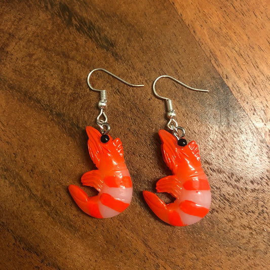 Shrimp Earrings | In Ear and Clip Ons Available | Food, Foodie, Marine, Ocean, Weird, Unusual, Unique, Statement Jewellery